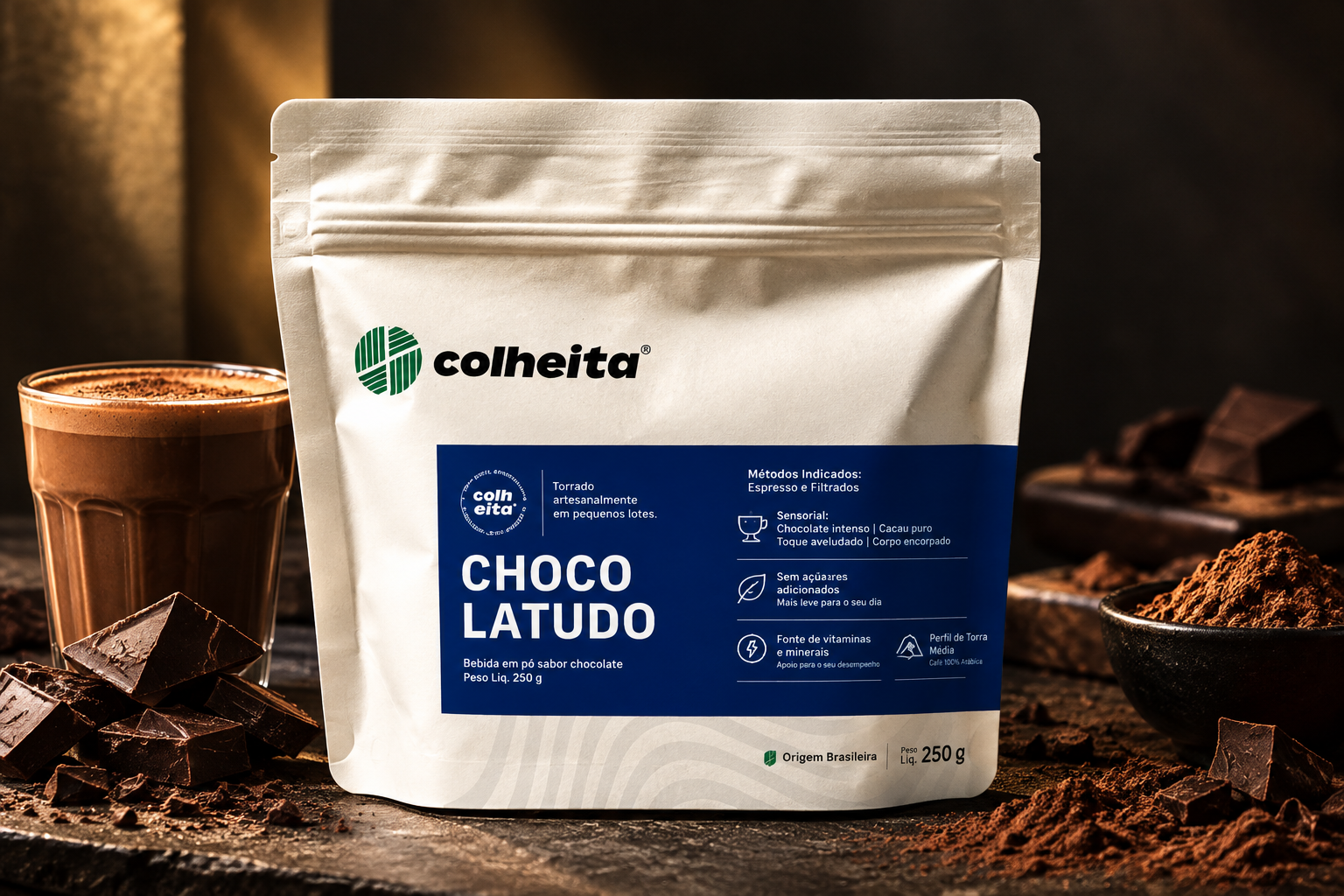 Pacote do café Chocolatudo da Colheita